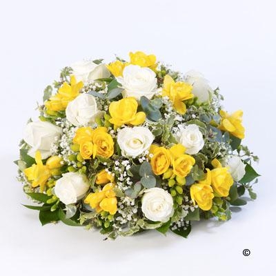 Posy of Roses and Freesia in Yellow and White