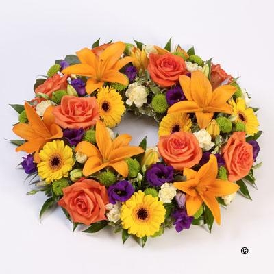 Rose and Lily Wreath in Vibrant Shades