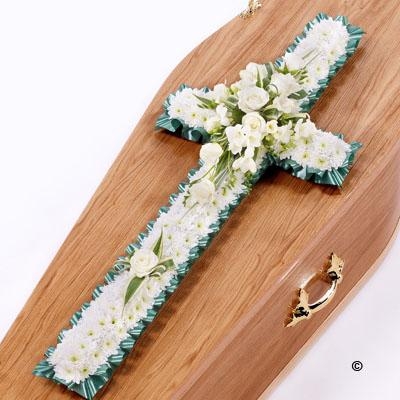 White Cross with White Posies