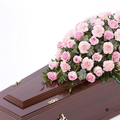 Rose and Carnation Casket Spray in Pink