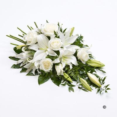 Spray of Roses and Lilies in White