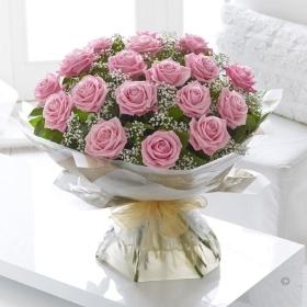 Pink Roses in a Hand Tied Bouquet