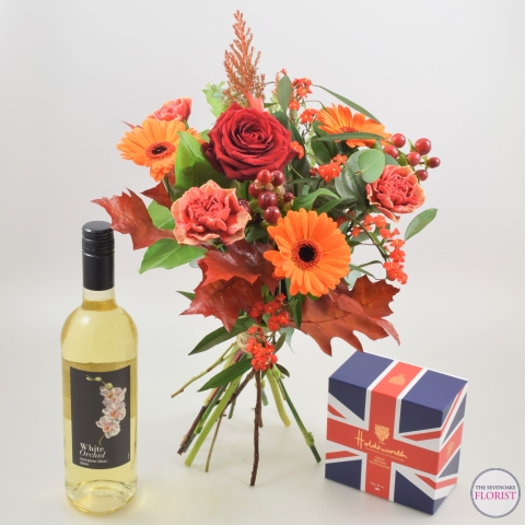 Flowers with Wine and Chocolates