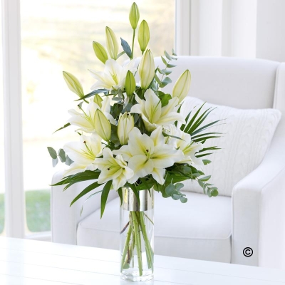 White Scented Lily Vase**