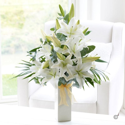 White Scented Lily Vase