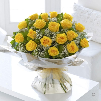 Yellow Heavenly Rose Handtied