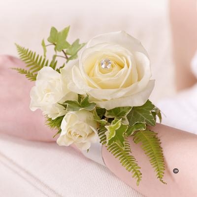 Ivory Rose and Fern Wrist Corsage