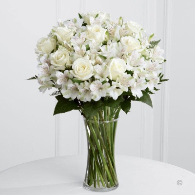 Luxury White Rose and Alstoemeria Vase