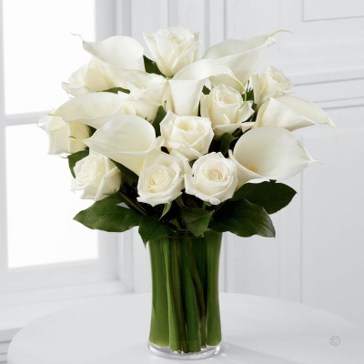 Luxury White Rose and Calla Lily Vase