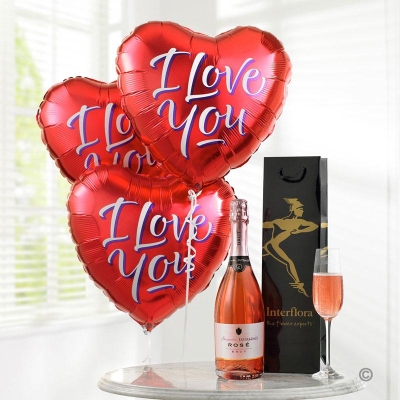 Sparkling Rose and Love Balloons