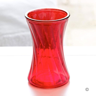 Swirl Nigella Glass Vase  Red