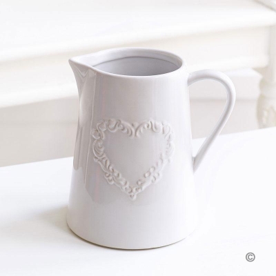 Embossed Heart Ceramic Jug