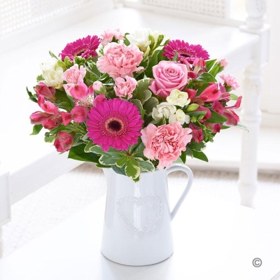 Fragrant Garden Jug Arrangement with Rose Wine