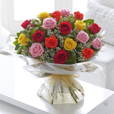 7. Mixed  Roses in a Hand Tied Bouquet