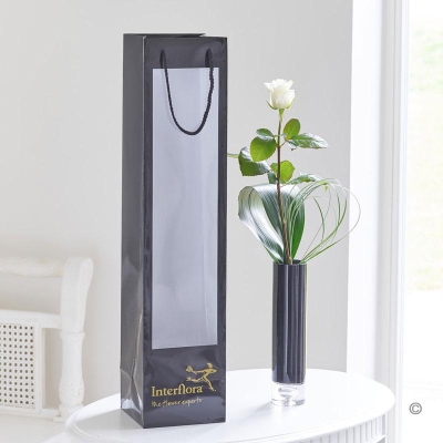 Single White Rose And Gift Bag