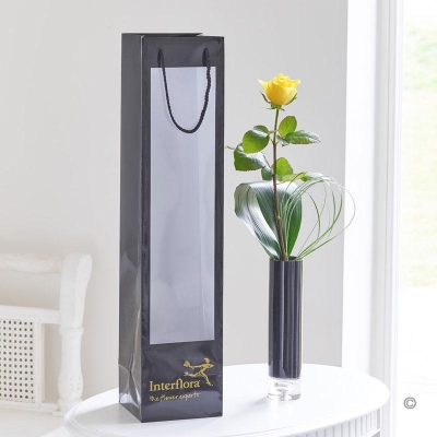 Single Yellow Rose And Gift Bag
