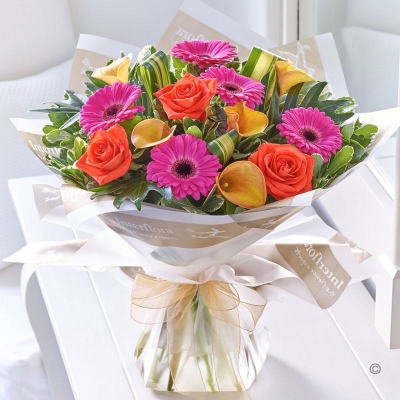 Vibrant Calla Lily, Rose and Gerbera Handtied