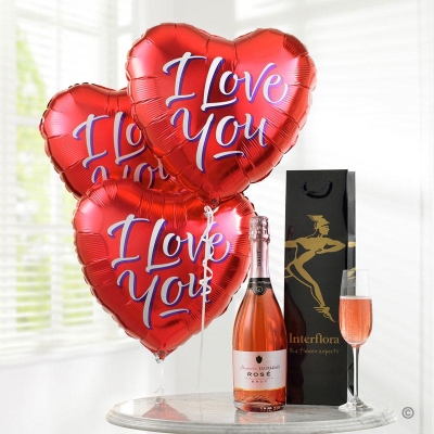 Sparkling Rose and Love Balloons