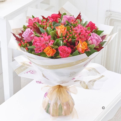Autumn Rose and Alstroemeria Hand tied with Chocolates 2016