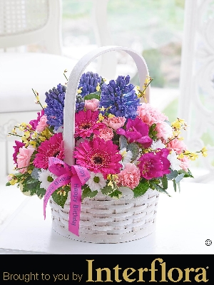 Happy Birthday Scented Spring Basket with Happy Birthday Balloon