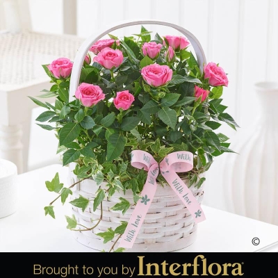 Mothers Day Pink Rose Basket