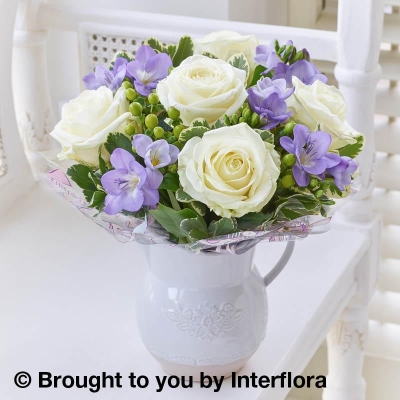 Baby Fragrant White Rose & Freesia Jug