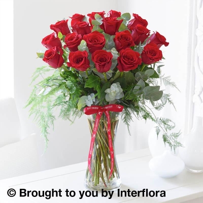 Happy Anniversary Elegant Red Rose Vase