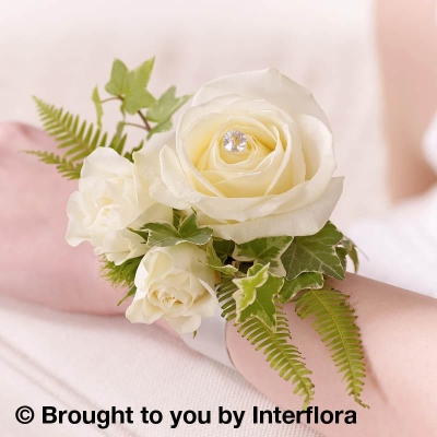 Ivory Rose & Fern Wrist Corsage