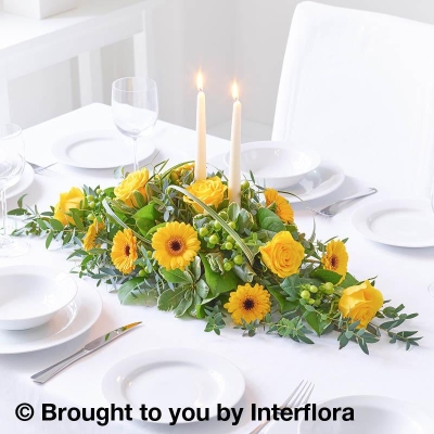 Sunshine Yellow Floral Candle Centrepiece