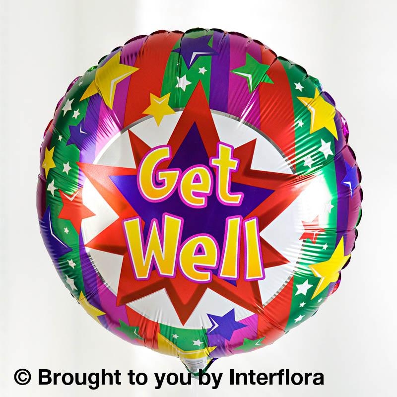 Get Well Soon Vibrant Hand tied with Get Well Soon Balloon