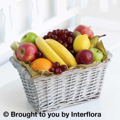 Fruit Basket with Sparkling Rose