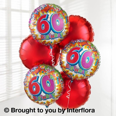60th Birthday Helium Balloon Bouquet