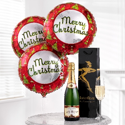Christmas Balloon and Champagne Gift Set