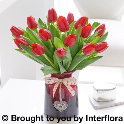 Perfect Love Tulip Vase with Valentines Balloon