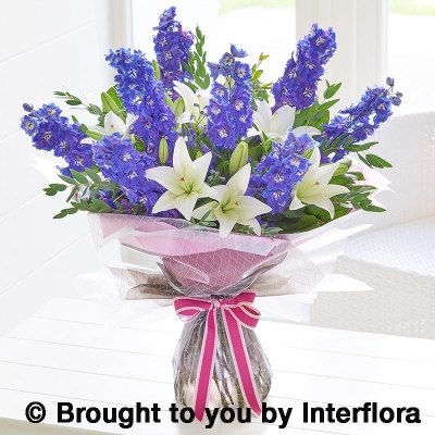 Delphinium and Lily Handtied