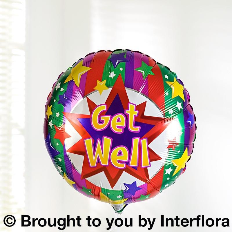 Pink Gift Box with Get Well Balloon