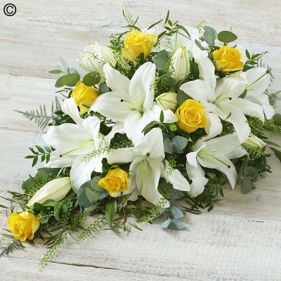 Spray of Yellow Roses and White Lilies