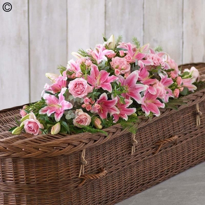 Lily and Rose Casket Spray in Pink
