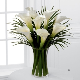 White Calla Lily and Palm Vase**