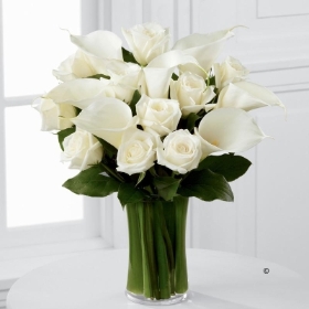 White Rose and Calla Lily Vase**