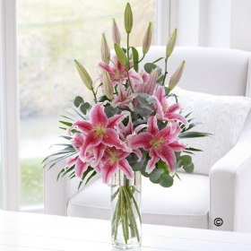 Pink Scented Lily Vase**