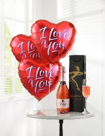 Sparkling Rose and Love Balloons**