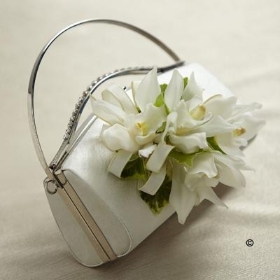 Elegant White Handbag Corsage