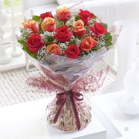 Large Autumn Rose Hand Tied with Vase 2015