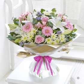 Happy Birthday Country Garden Hand tied with Happy Birthday Balloon