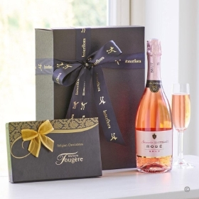 Sparkling Rose Wine and Chocolates Gift Set