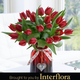 Valentines Red Tulip Vase