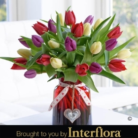 Valentines Mixed Tulip Vase