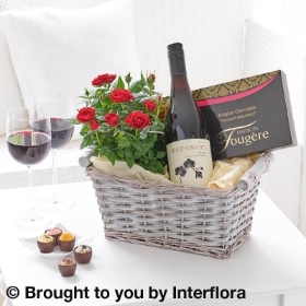 Luxury Chocolates and Red Wine Gift Basket