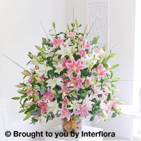 Fabulous 50 Pink & White Lily Arrangement